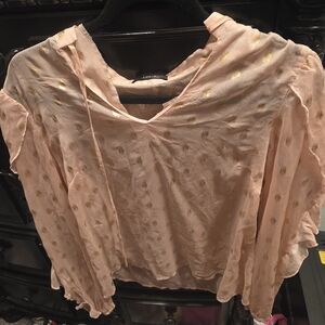 SHEIN Light Pink Blouse with Gold Accents